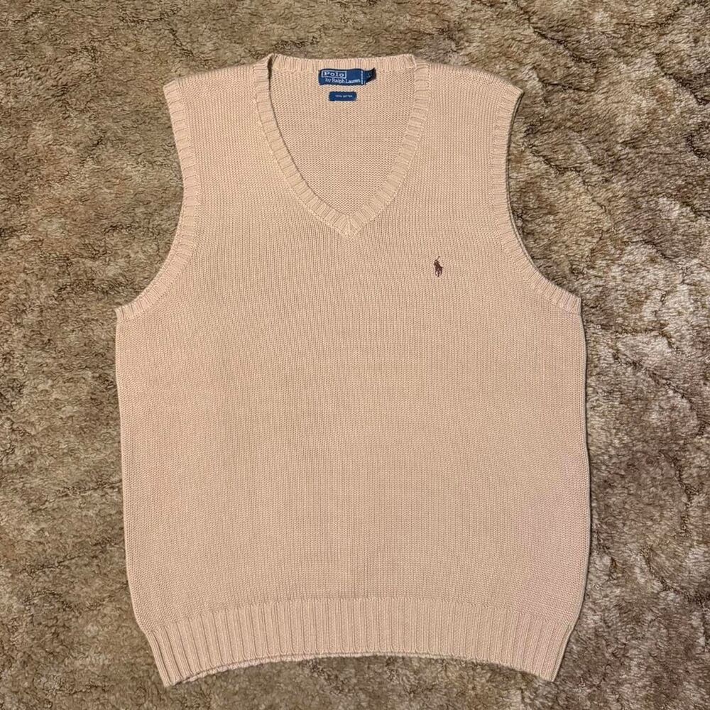 Polo Ralph Lauren Cotton Knit Sweater Vest Pony Logo Mens Large Tall